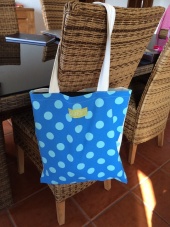Blue Polka Dot Cotton Shopping Bag